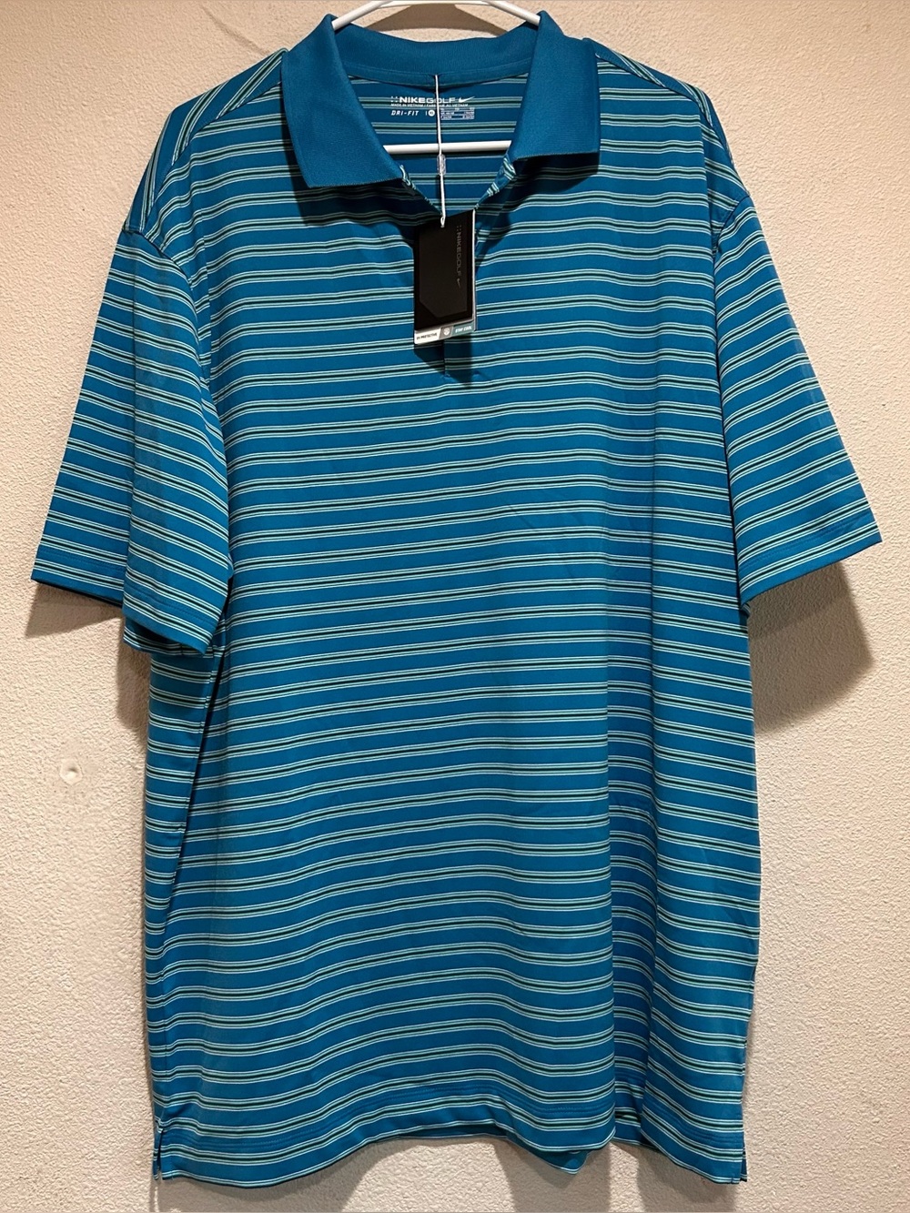 Nike Golf Men’s Dry Fit Teal Stripe Size Xl Polo Shirt